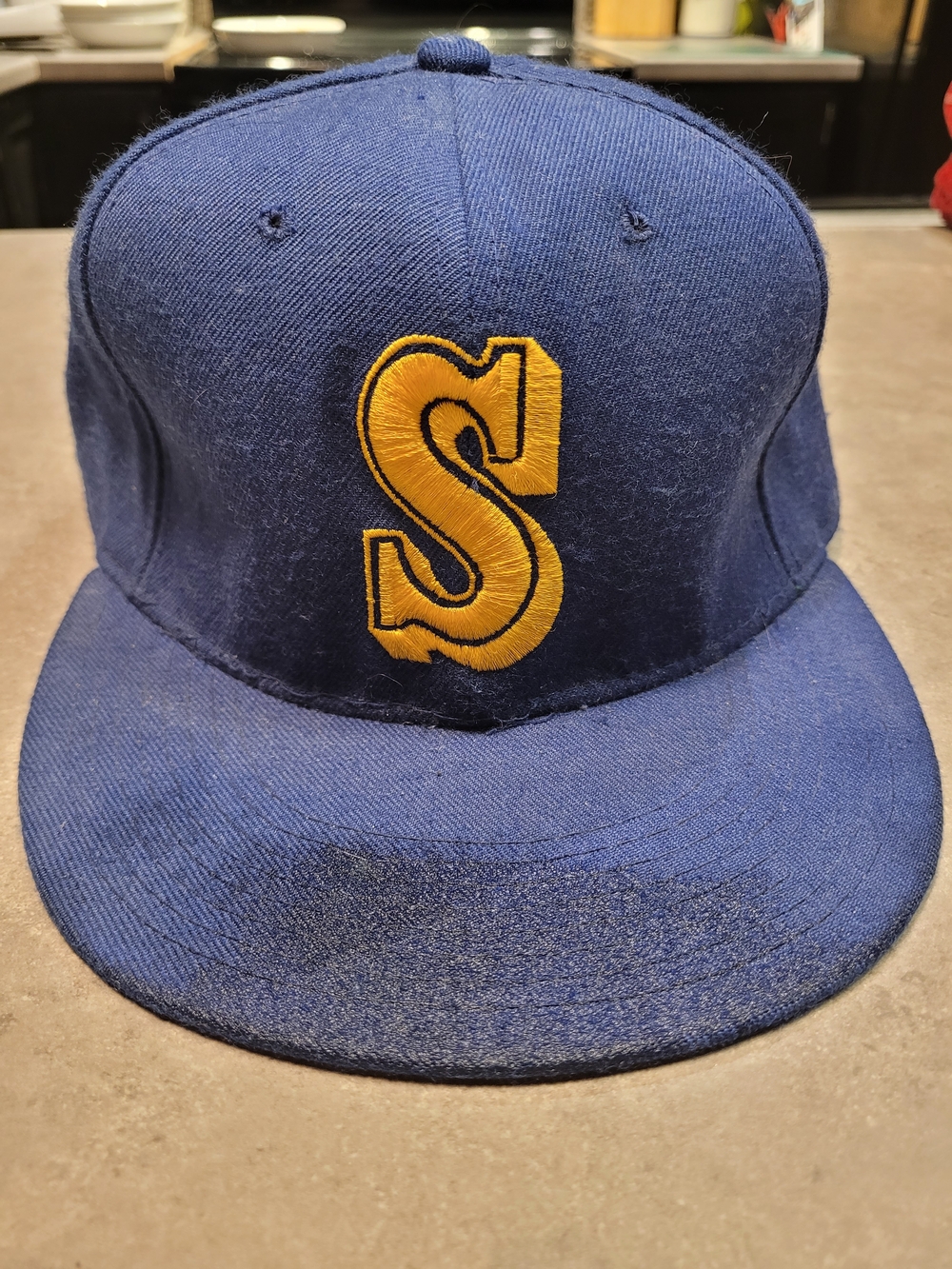 Vintage 90s Seattle Mariners New Era Fitted Hat Size 7 3/4 Wool Plain Logo